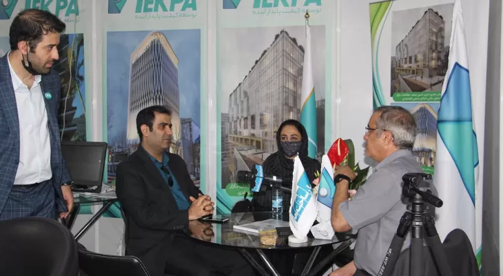 حضور دکتر رضایی و خانم دکتر عالی شاه مدیر عامل بخش خصوصی در غرفه اخبار ساخته‌ها، نمایشگاه صنعت ساختمان تهران 1401