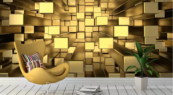 کاغذ دیواری طلایی برای خانه و محل کار